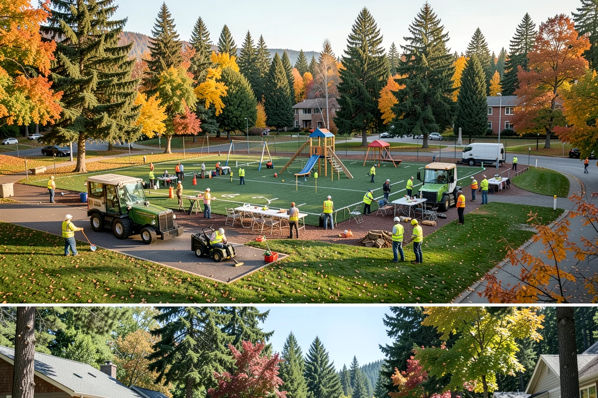 Municipal Curb & Gutter in Orting, Pierce County, WA - Warm, dry months ensure curb concrete cures to strength before exposure to standing water and traffic.
