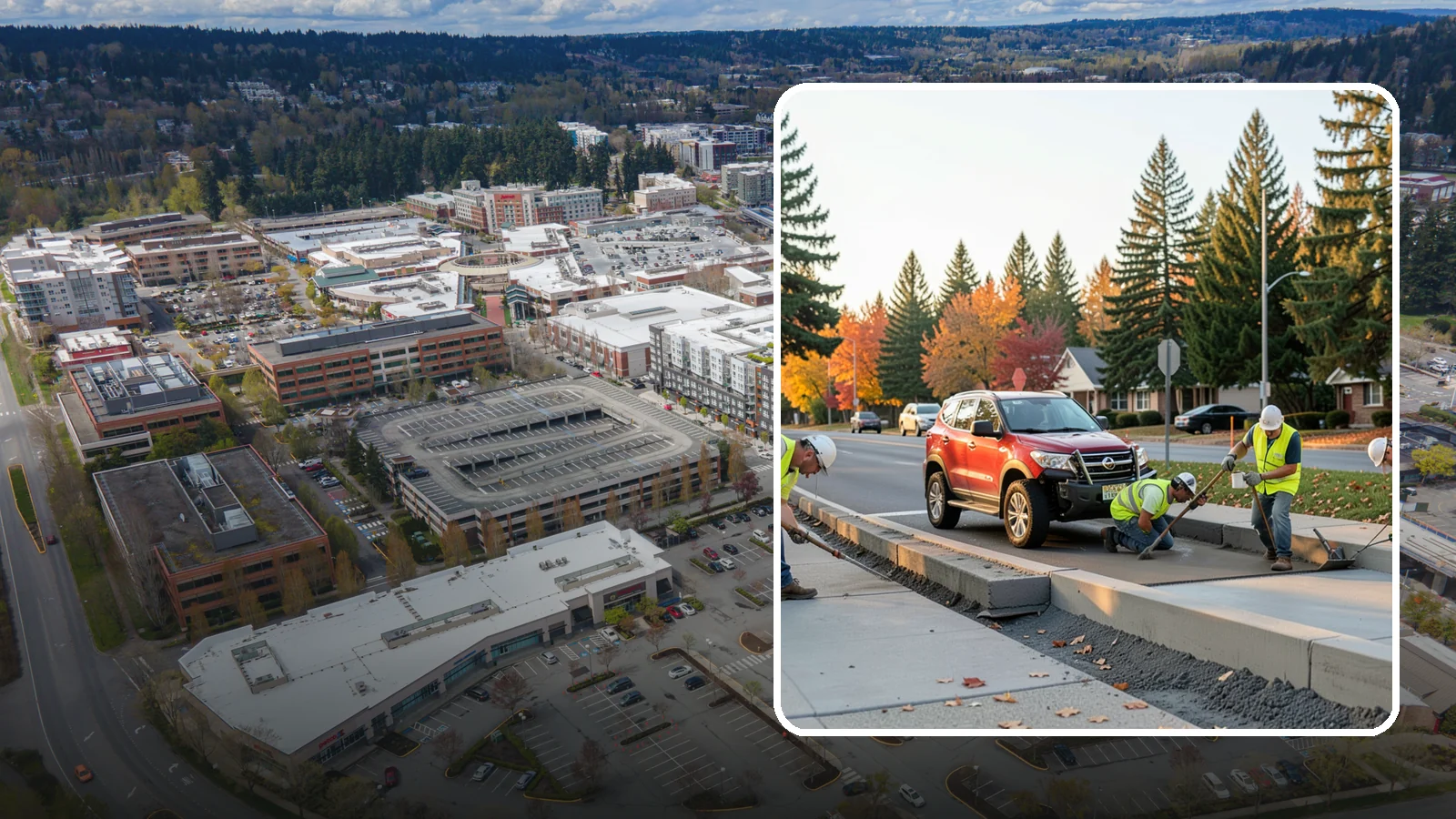 Municipal Curb & Gutter in Redmond, King County, WA - Install and replace curb and gutter that channels stormwater and defines roadway edges to jurisdiction standards.