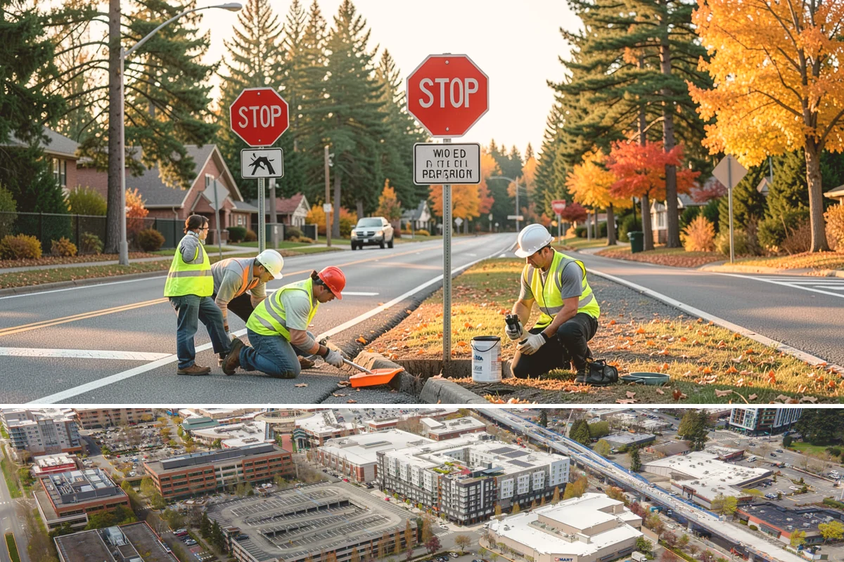 Municipal Curb & Gutter in Redmond, King County, WA - Warm, dry months ensure curb concrete cures to strength before exposure to standing water and traffic.