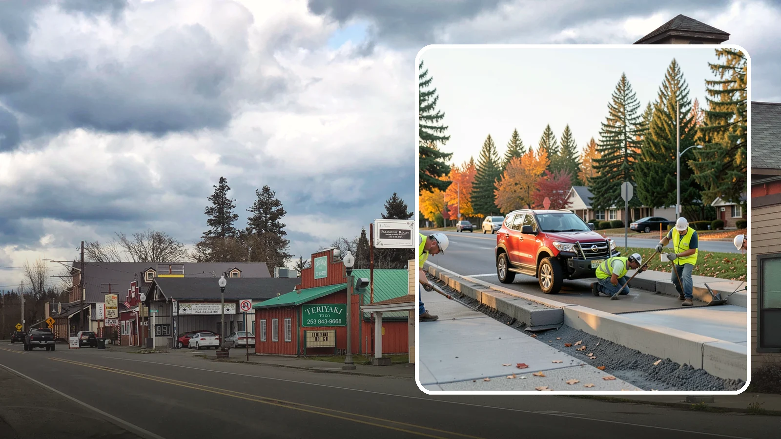 Municipal Curb & Gutter in Roy, Pierce County, WA - Install and replace curb and gutter that channels stormwater and defines roadway edges to jurisdiction standards.