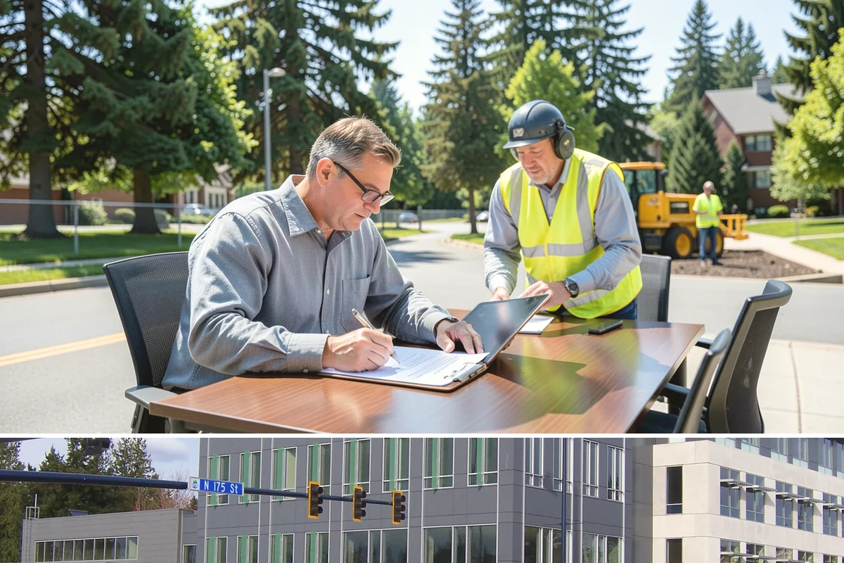 Municipal Curb & Gutter in Shoreline, King County, WA - Warm, dry months ensure curb concrete cures to strength before exposure to standing water and traffic.
