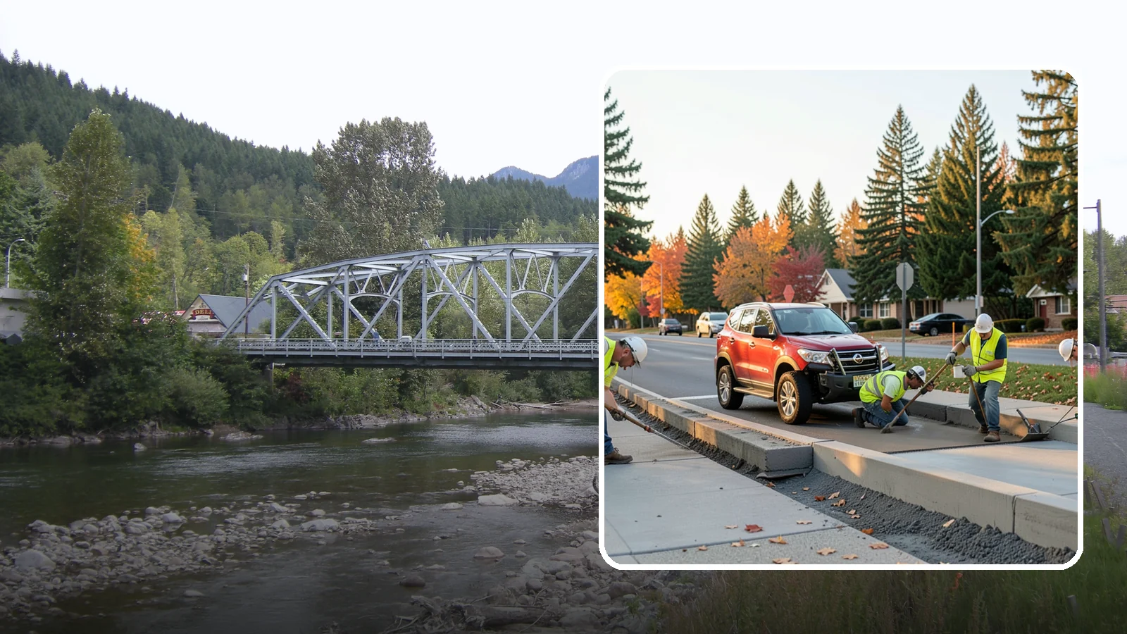 Municipal Curb & Gutter in Skykomish, King County, WA - Install and replace curb and gutter that channels stormwater and defines roadway edges to jurisdiction standards.