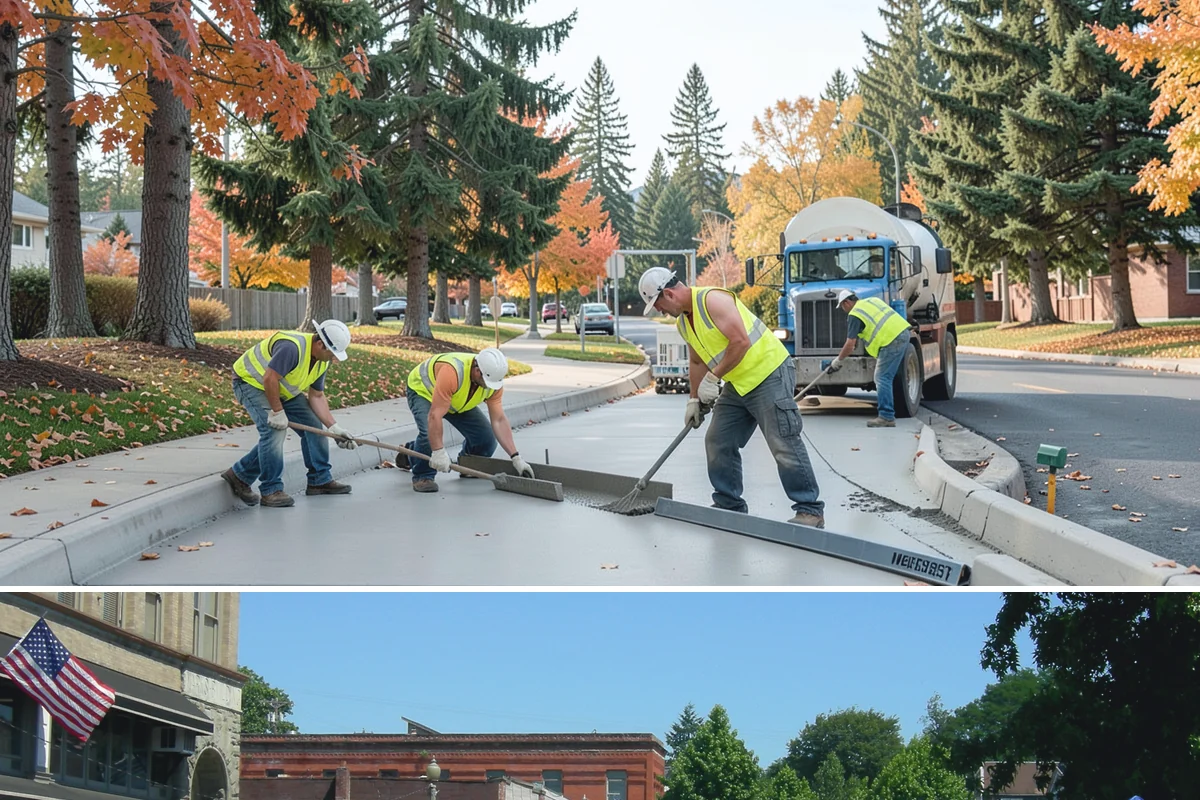 Municipal Curb & Gutter in Snohomish, Snohomish County, WA - Warm, dry months ensure curb concrete cures to strength before exposure to standing water and traffic.