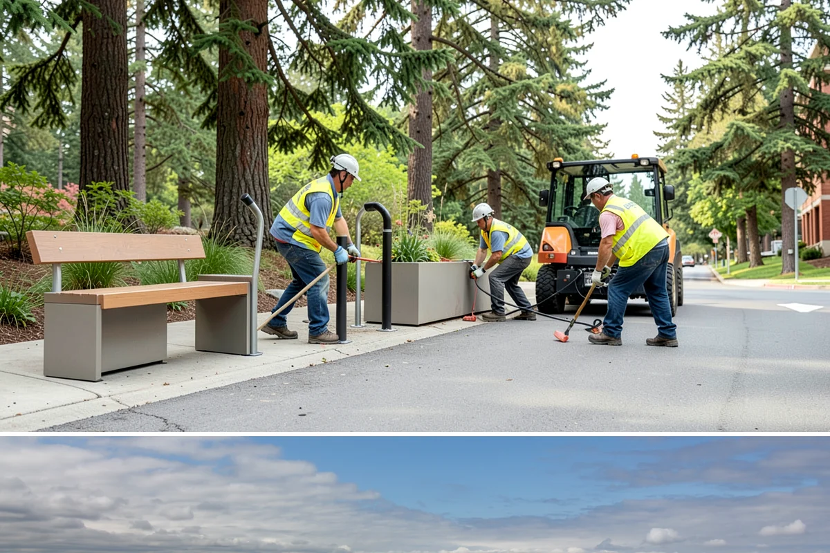 Municipal Curb & Gutter in University Place, Pierce County, WA - Warm, dry months ensure curb concrete cures to strength before exposure to standing water and traffic.