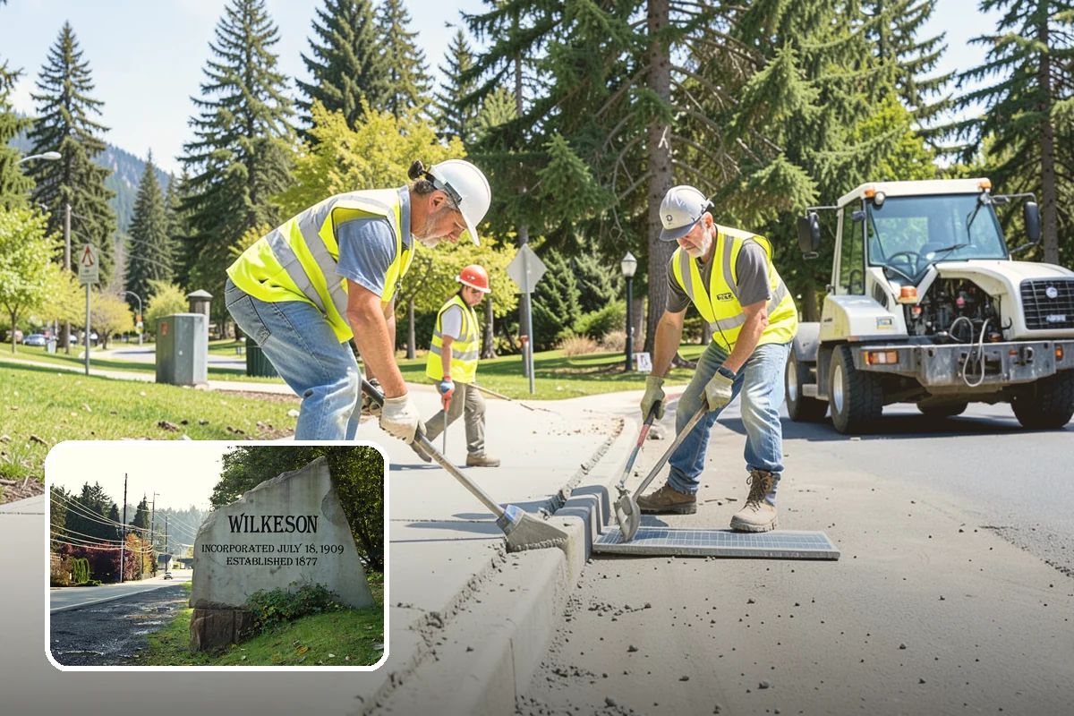 Municipal Curb & Gutter in Wilkeson, Pierce County, WA - Restores proper stormwater flowline and protects pavement edges