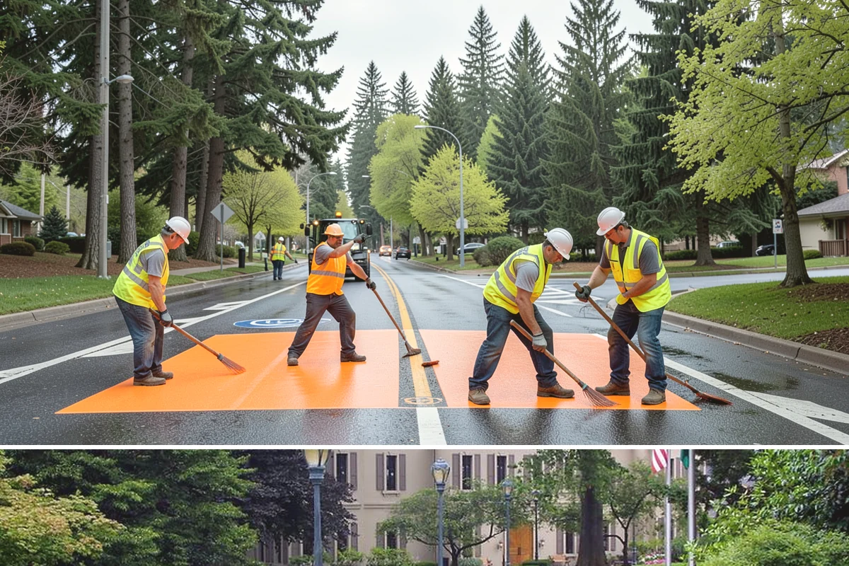 Municipal Curb & Gutter in Woodinville, King County, WA - Warm, dry months ensure curb concrete cures to strength before exposure to standing water and traffic.