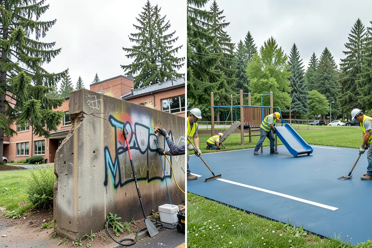 Municipal Fence Installation in Arlington, Snohomish County, WA - Site walk to confirm alignment, access points, and locates