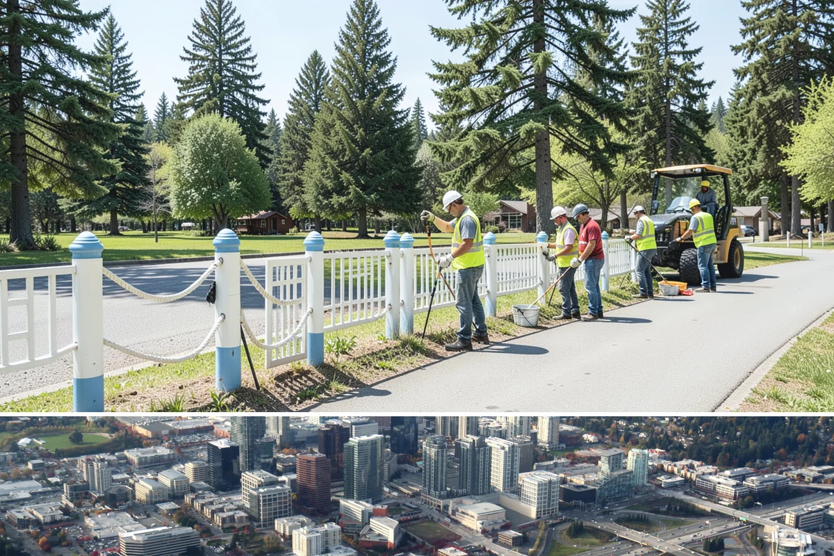 Municipal Fence Installation in Bellevue, King County, WA - Footing installation is most efficient in drier months when post holes stay stable and concrete sets predictably.