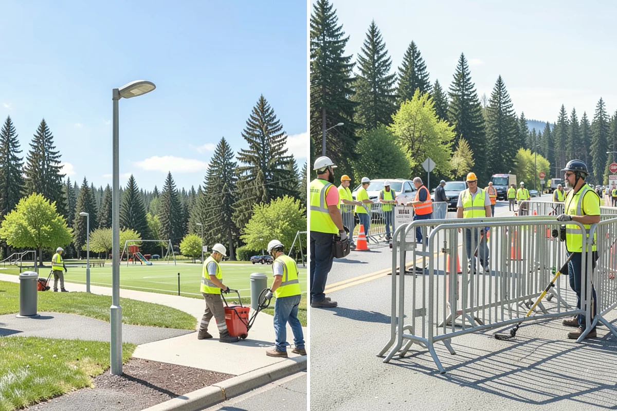 Municipal Fence Installation in Edgewood, Pierce County, WA - Site walk to confirm alignment, access points, and locates