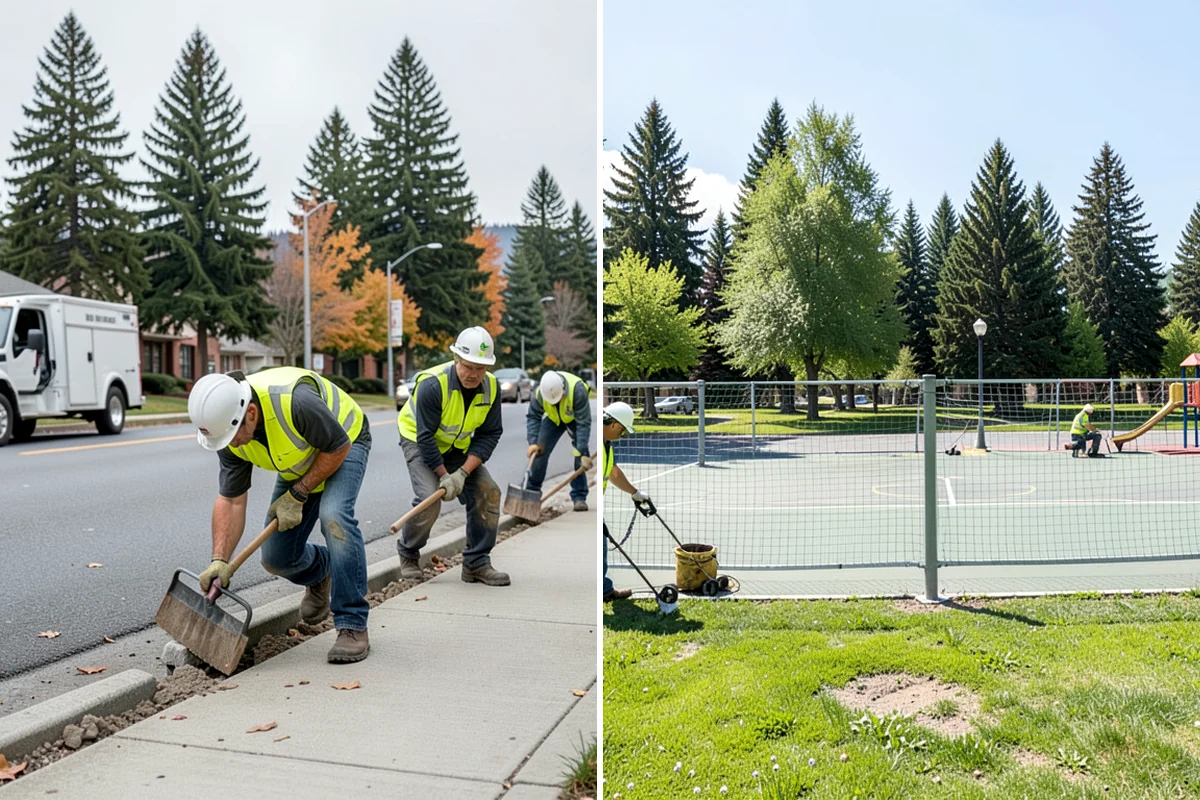 Municipal Fence Installation in Gig Harbor, Pierce County, WA - Site walk to confirm alignment, access points, and locates