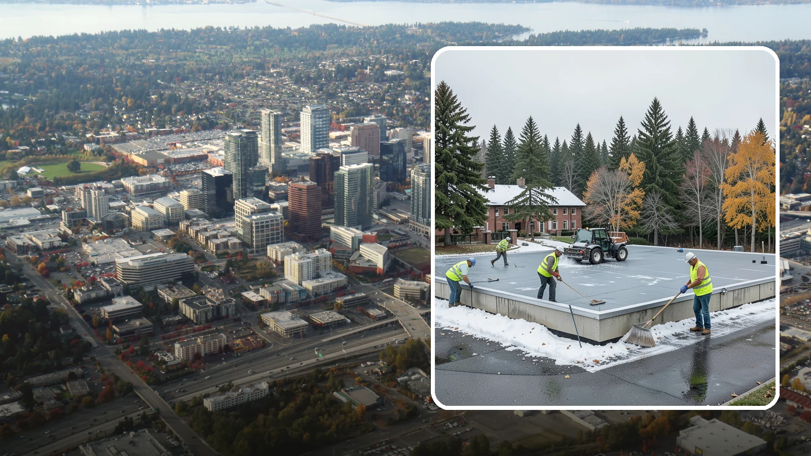Municipal Flat Roof Services in Bellevue, King County, WA - Maintain, repair, and replace the low-slope roofing systems that top most municipal and civic buildings.