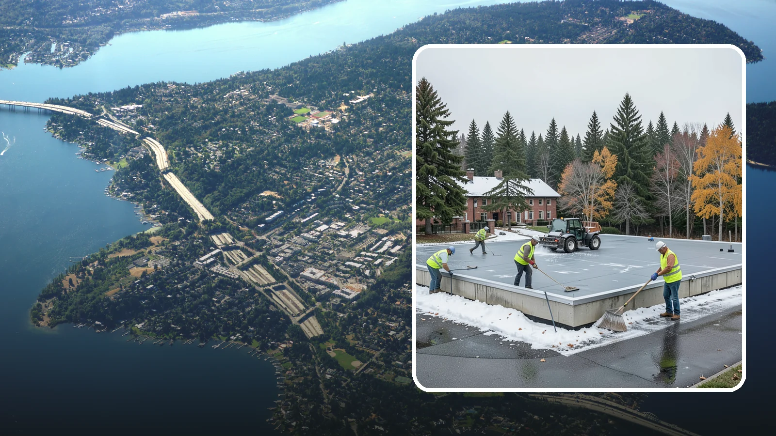 Municipal Flat Roof Services in Mercer Island, King County, WA - Maintain, repair, and replace the low-slope roofing systems that top most municipal and civic buildings.