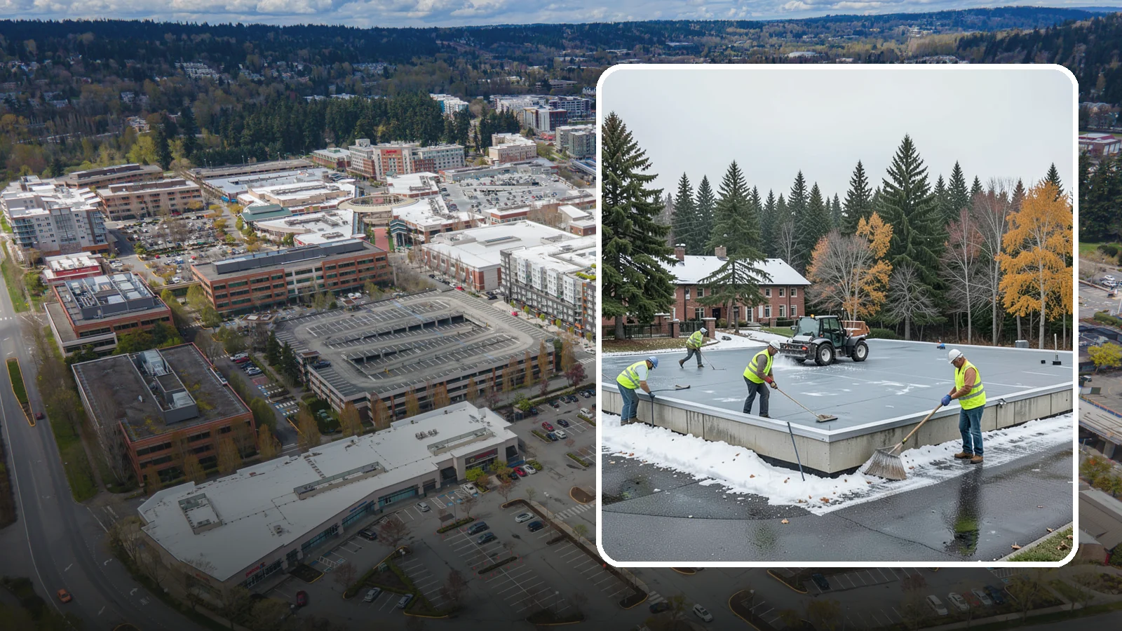 Municipal Flat Roof Services in Redmond, King County, WA - Maintain, repair, and replace the low-slope roofing systems that top most municipal and civic buildings.