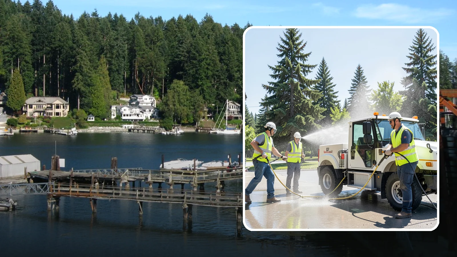 Municipal Fleet Washing in Gig Harbor, Pierce County, WA - We wash municipal vehicles and equipment on-site with compliant wash-water handling for Western Washington public works fleets.