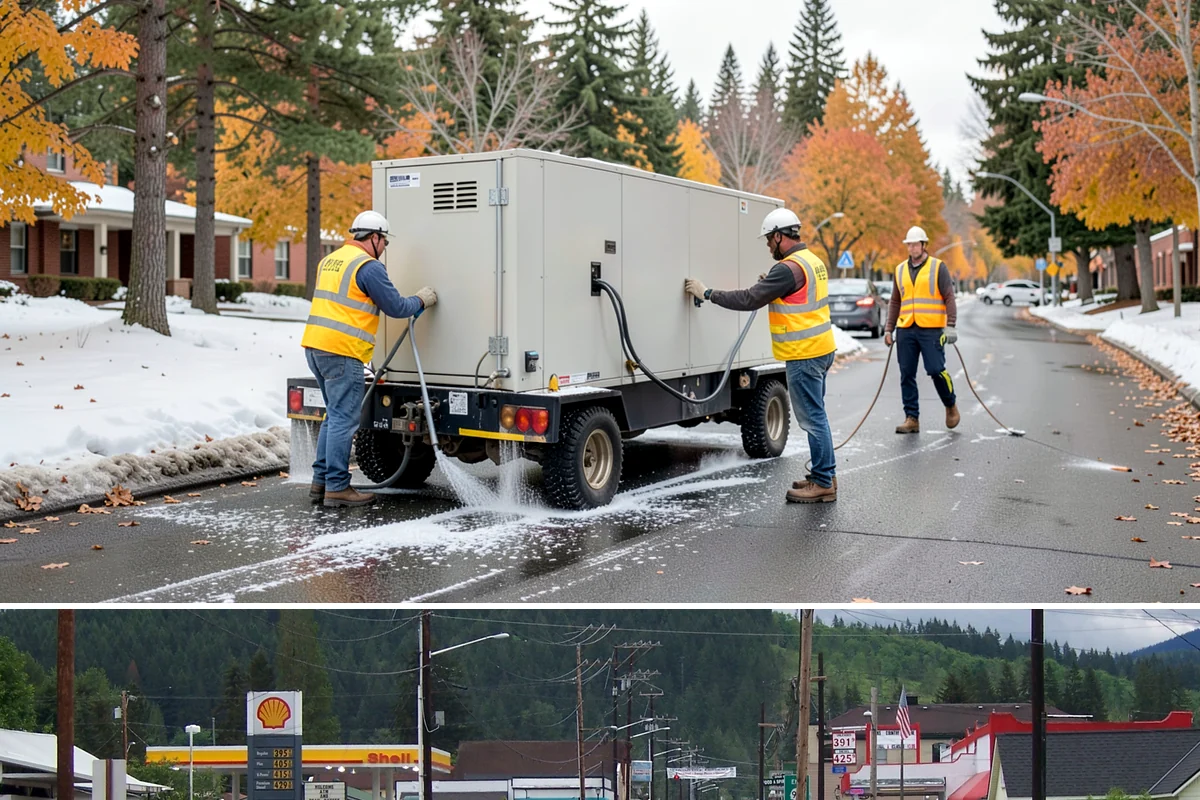 Municipal Fleet Washing in Granite Falls, Snohomish County, WA - Fleet washing continues year-round, with increased frequency during winter to remove corrosive road deicing residues.