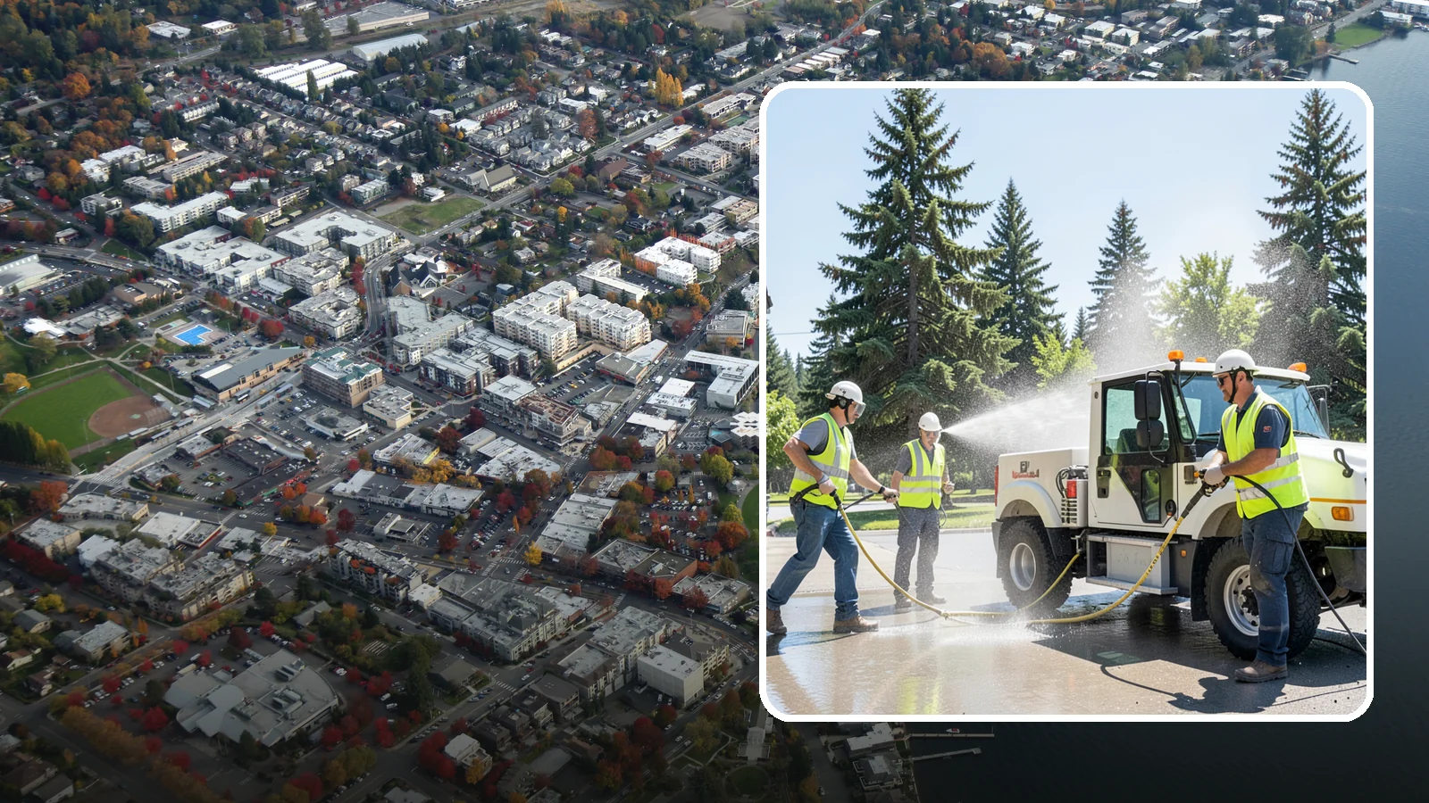 Municipal Fleet Washing in Kirkland, King County, WA - We wash municipal vehicles and equipment on-site with compliant wash-water handling for Western Washington public works fleets.