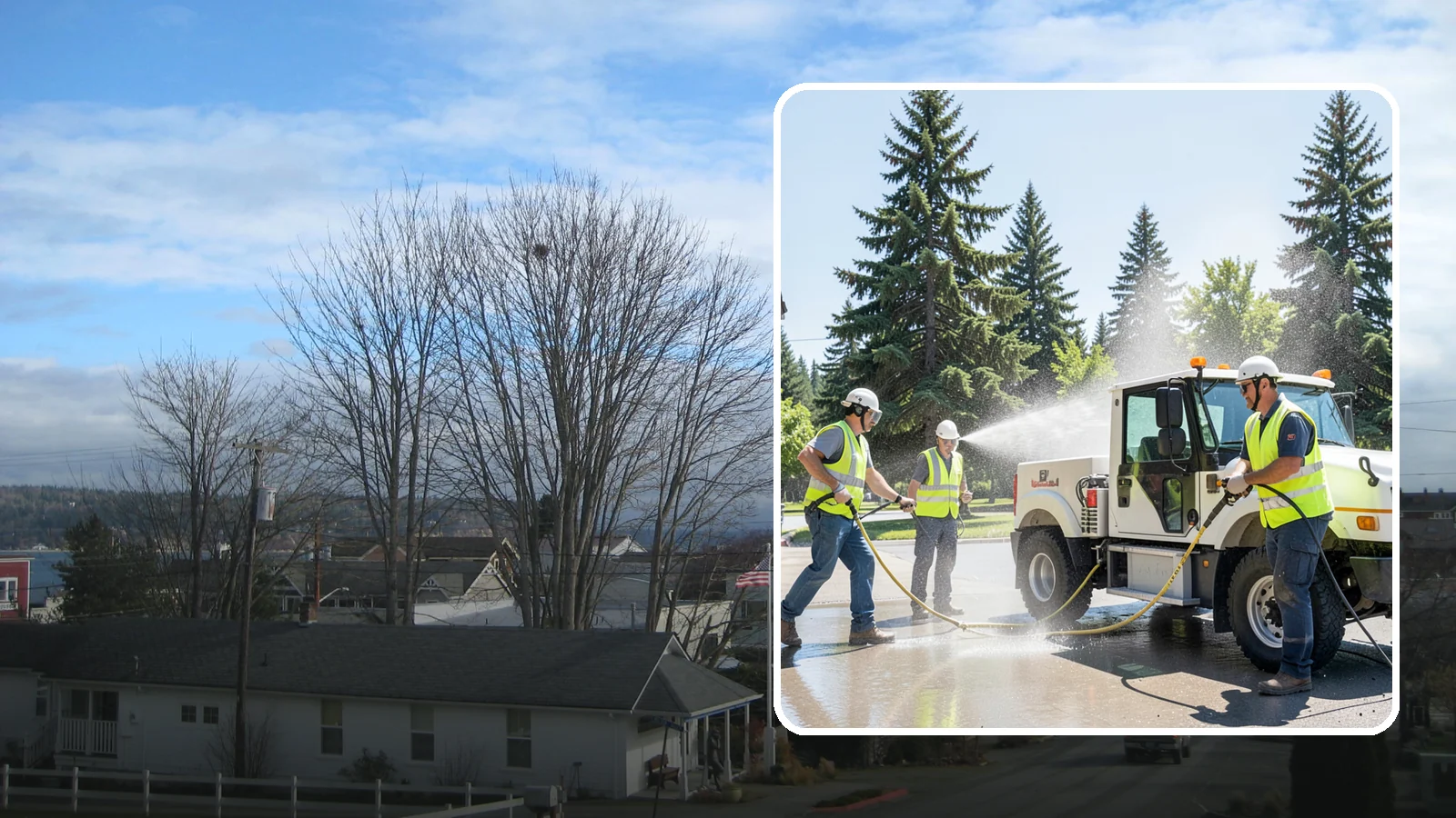 Municipal Fleet Washing in Langley, Island County, WA - We wash municipal vehicles and equipment on-site with compliant wash-water handling for Western Washington public works fleets.