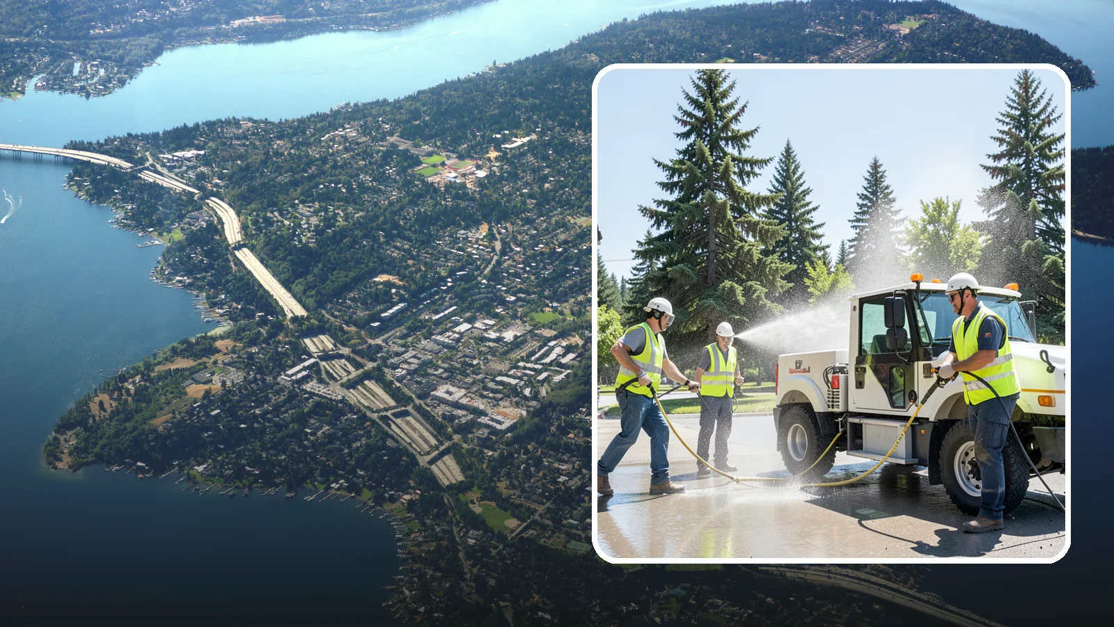 Municipal Fleet Washing in Mercer Island, King County, WA - We wash municipal vehicles and equipment on-site with compliant wash-water handling for Western Washington public works fleets.