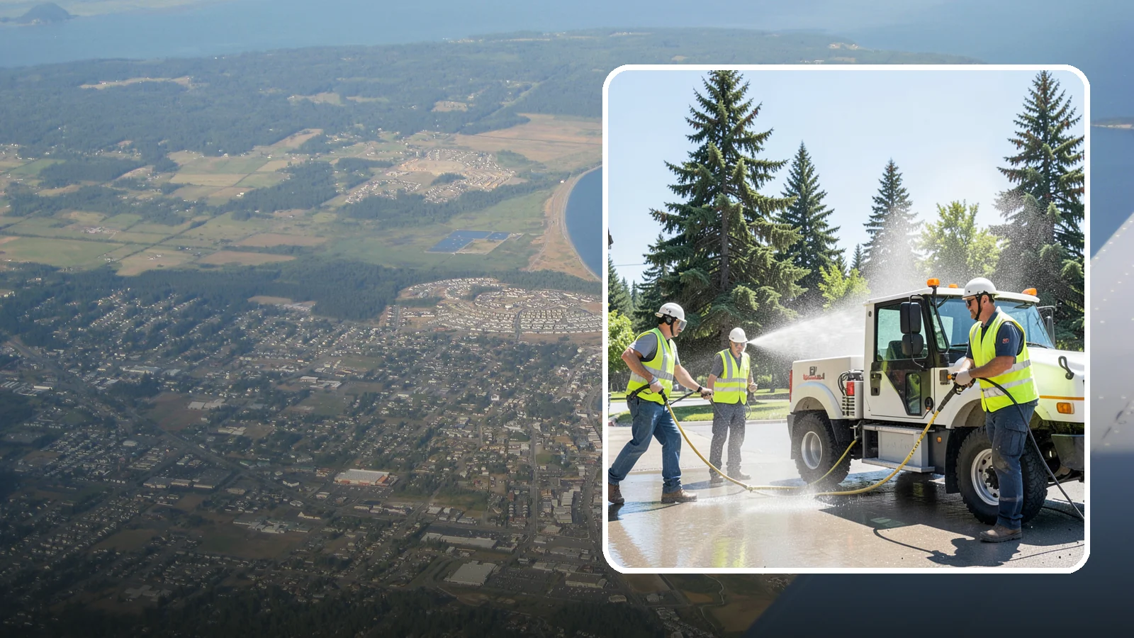 Municipal Fleet Washing in Oak Harbor, Island County, WA - We wash municipal vehicles and equipment on-site with compliant wash-water handling for Western Washington public works fleets.