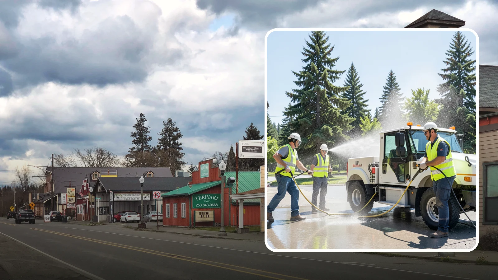 Municipal Fleet Washing in Roy, Pierce County, WA - We wash municipal vehicles and equipment on-site with compliant wash-water handling for Western Washington public works fleets.