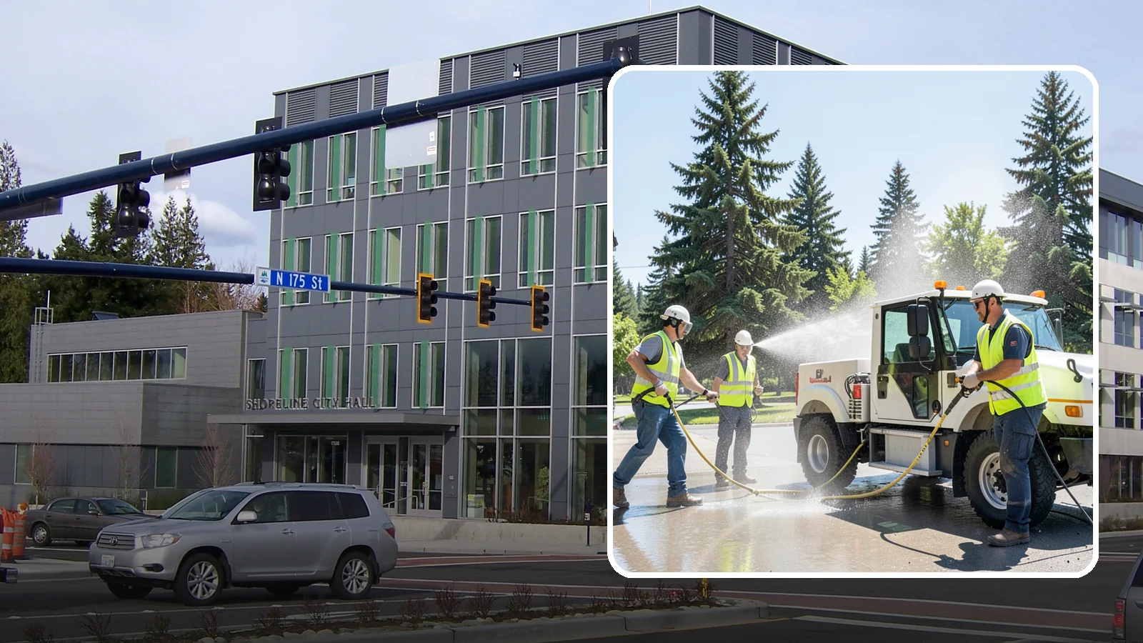 Municipal Fleet Washing in Shoreline, King County, WA - We wash municipal vehicles and equipment on-site with compliant wash-water handling for Western Washington public works fleets.