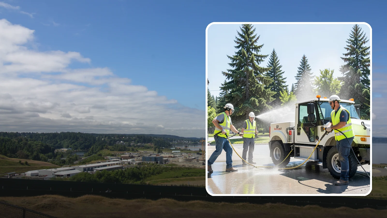 Municipal Fleet Washing in University Place, Pierce County, WA - We wash municipal vehicles and equipment on-site with compliant wash-water handling for Western Washington public works fleets.