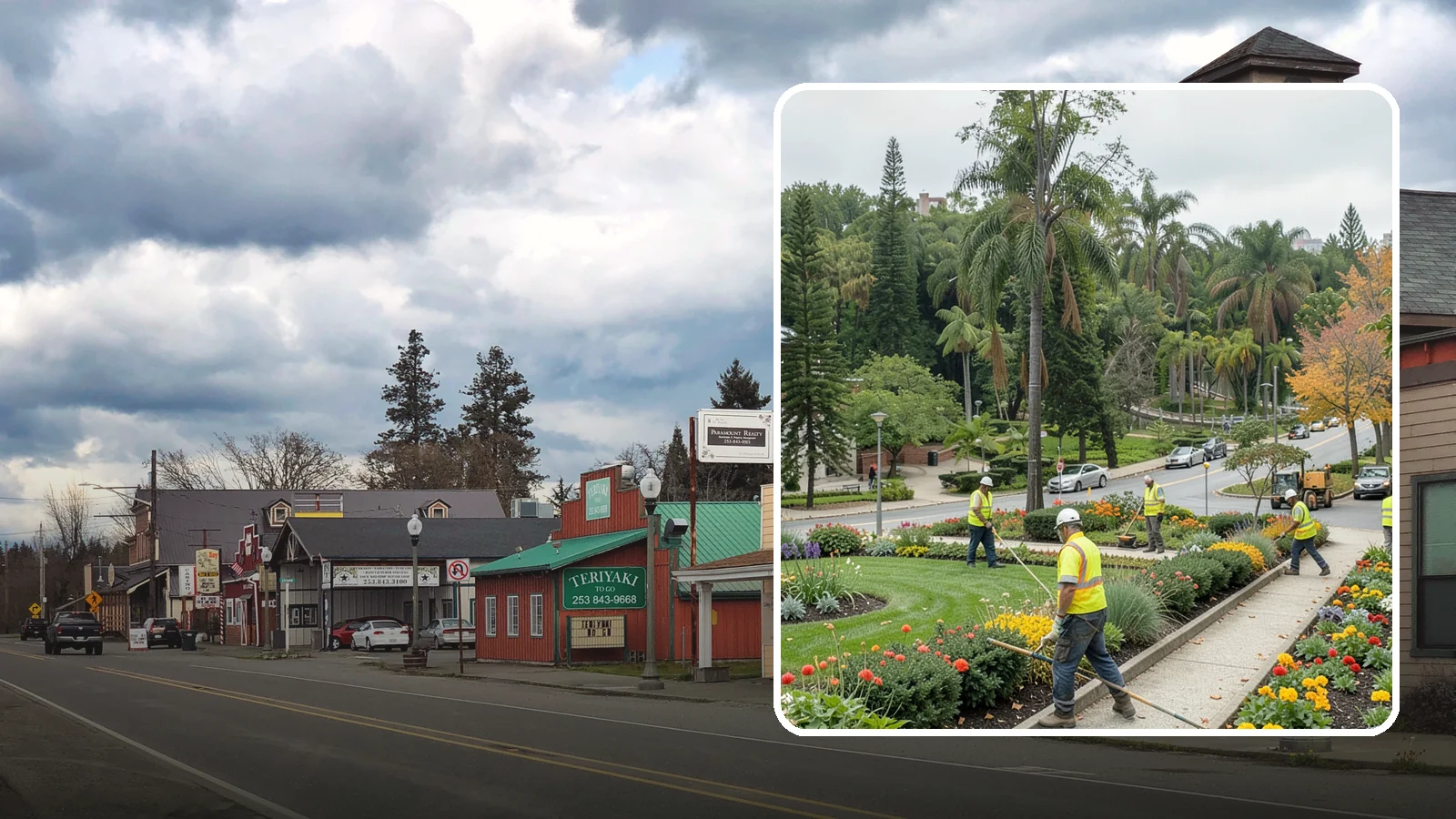 Municipal Flower Program in Roy, Pierce County, WA - We design, plant, and maintain seasonal flower displays for downtowns, entries, and civic spaces across Western Washington.