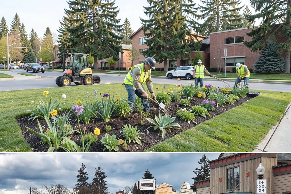 Municipal Flower Program in Roy, Pierce County, WA - Displays rotate with the seasons, with spring and summer annuals installed after the last frost and fall and holiday plantings...