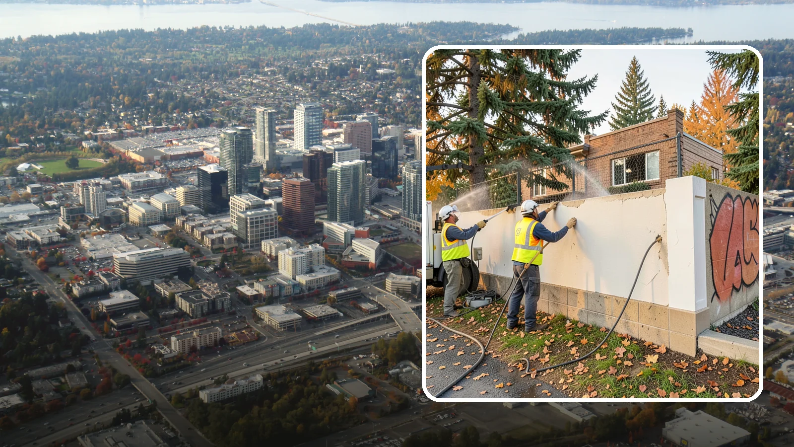 Municipal Graffiti Removal in Bellevue, King County, WA - We remove graffiti from public surfaces quickly using pressure, chemical, and coating methods for Western Washington...