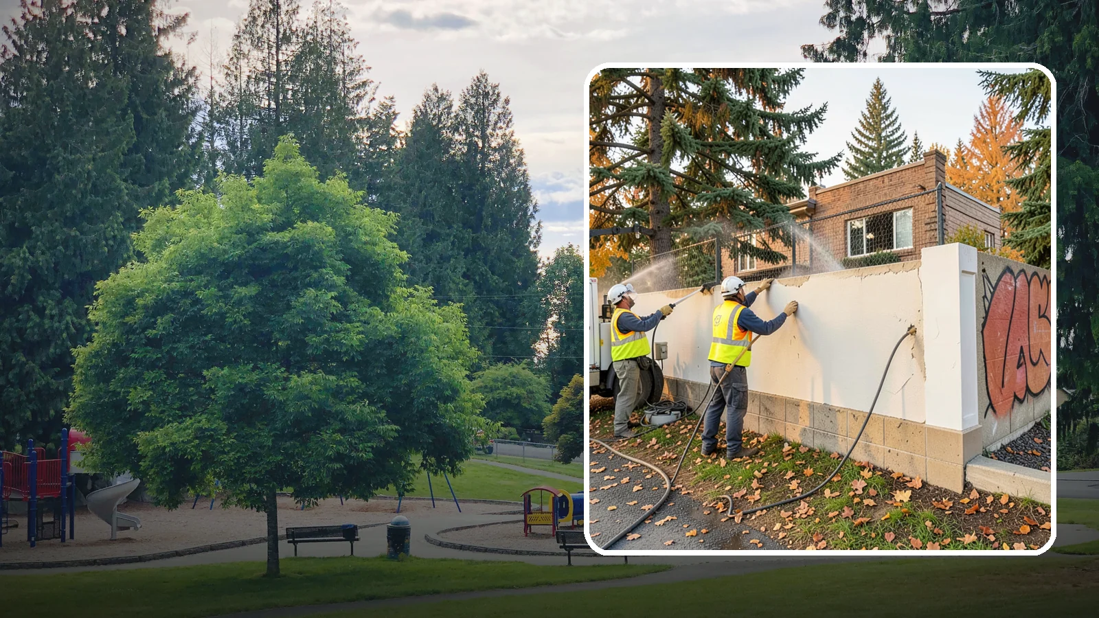 Municipal Graffiti Removal in Bonney Lake, Pierce County, WA - We remove graffiti from public surfaces quickly using pressure, chemical, and coating methods for Western Washington...
