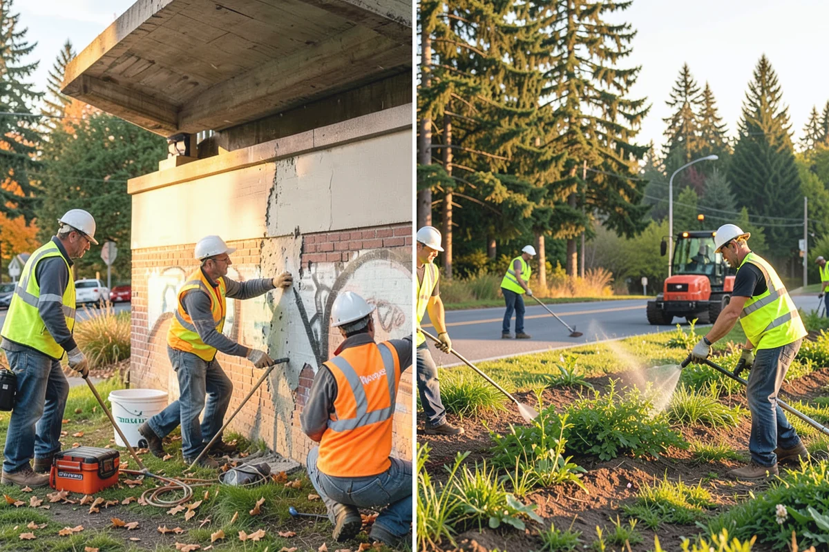 Municipal Graffiti Removal in Des Moines, King County, WA - A report or route identifies tagged surfaces for removal