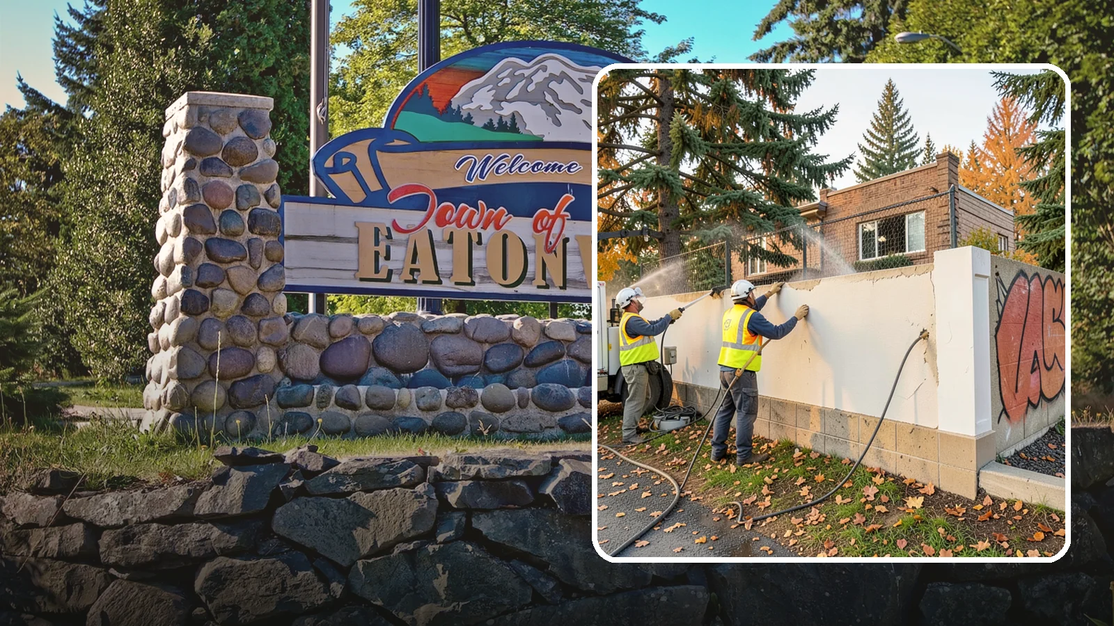 Municipal Graffiti Removal in Eatonville, Pierce County, WA - We remove graffiti from public surfaces quickly using pressure, chemical, and coating methods for Western Washington...