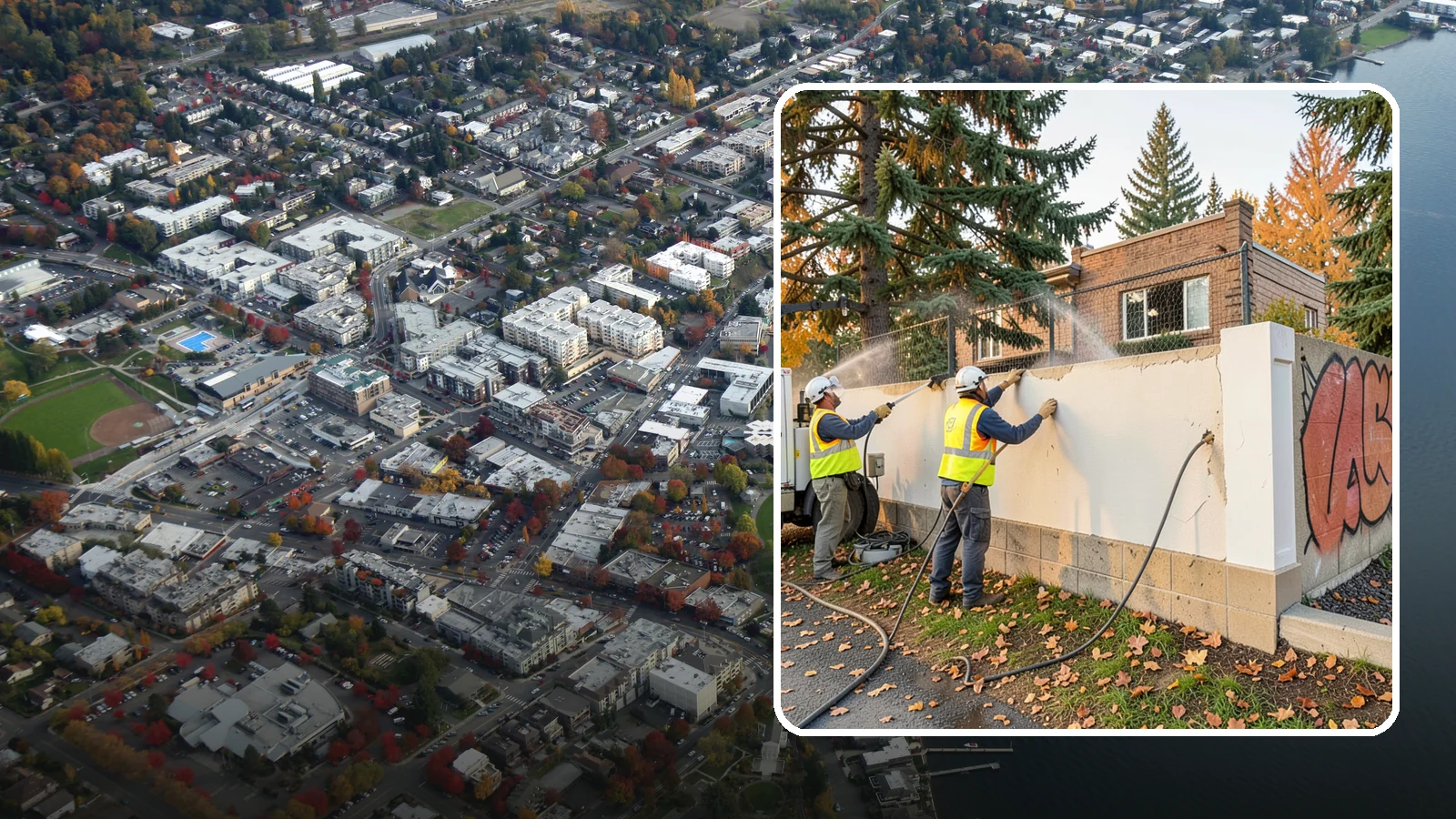 Municipal Graffiti Removal in Kirkland, King County, WA - We remove graffiti from public surfaces quickly using pressure, chemical, and coating methods for Western Washington...