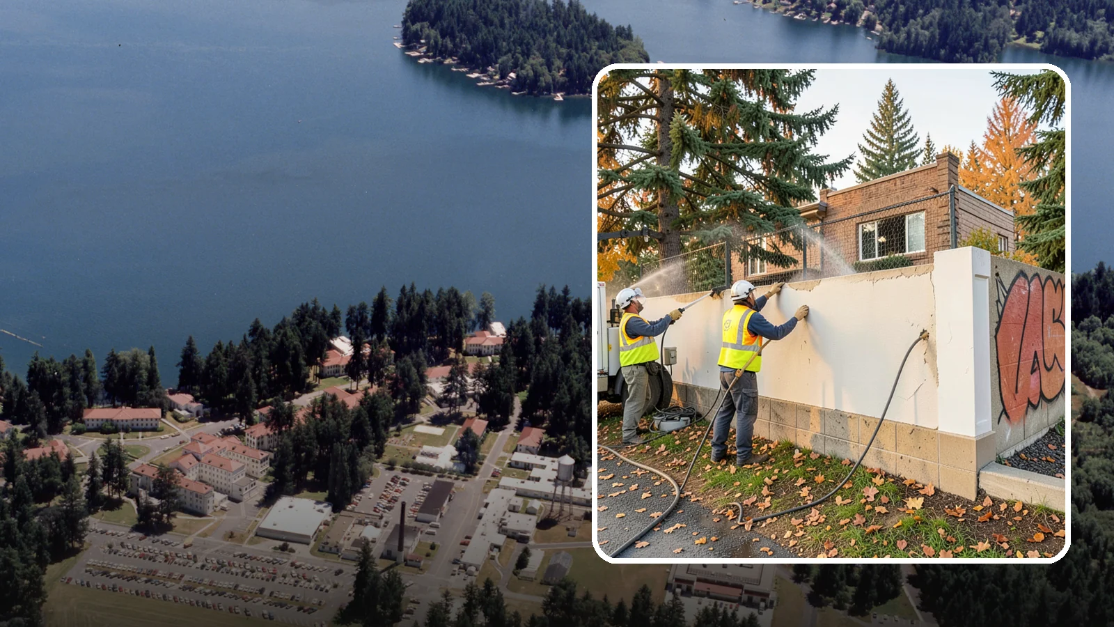 Municipal Graffiti Removal in Lakewood, Pierce County, WA - We remove graffiti from public surfaces quickly using pressure, chemical, and coating methods for Western Washington...