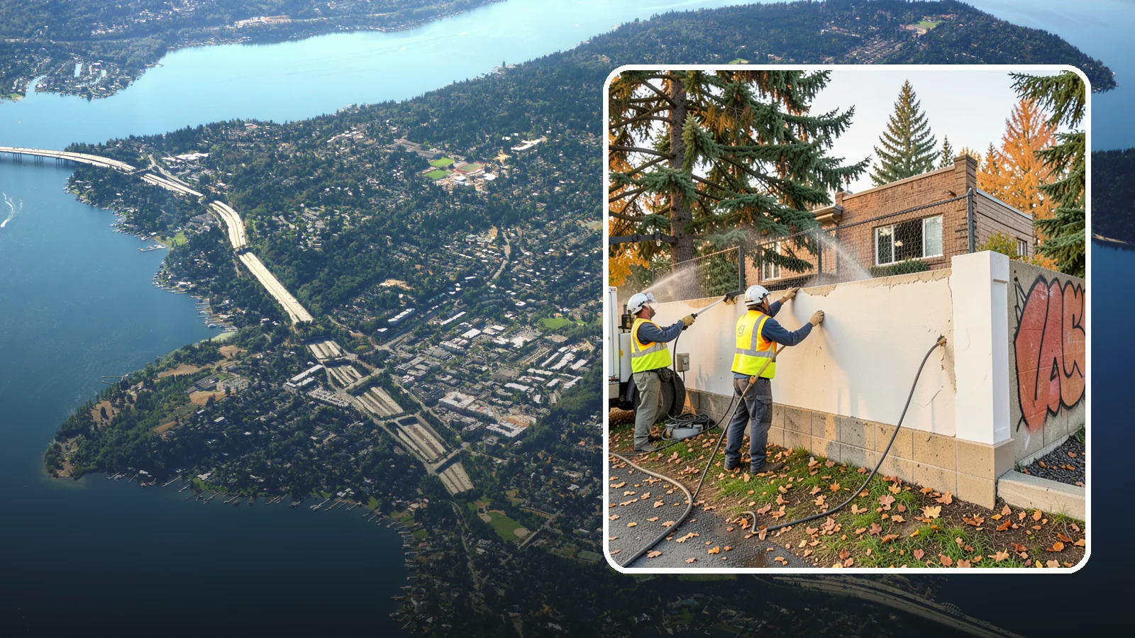 Municipal Graffiti Removal in Mercer Island, King County, WA - We remove graffiti from public surfaces quickly using pressure, chemical, and coating methods for Western Washington...