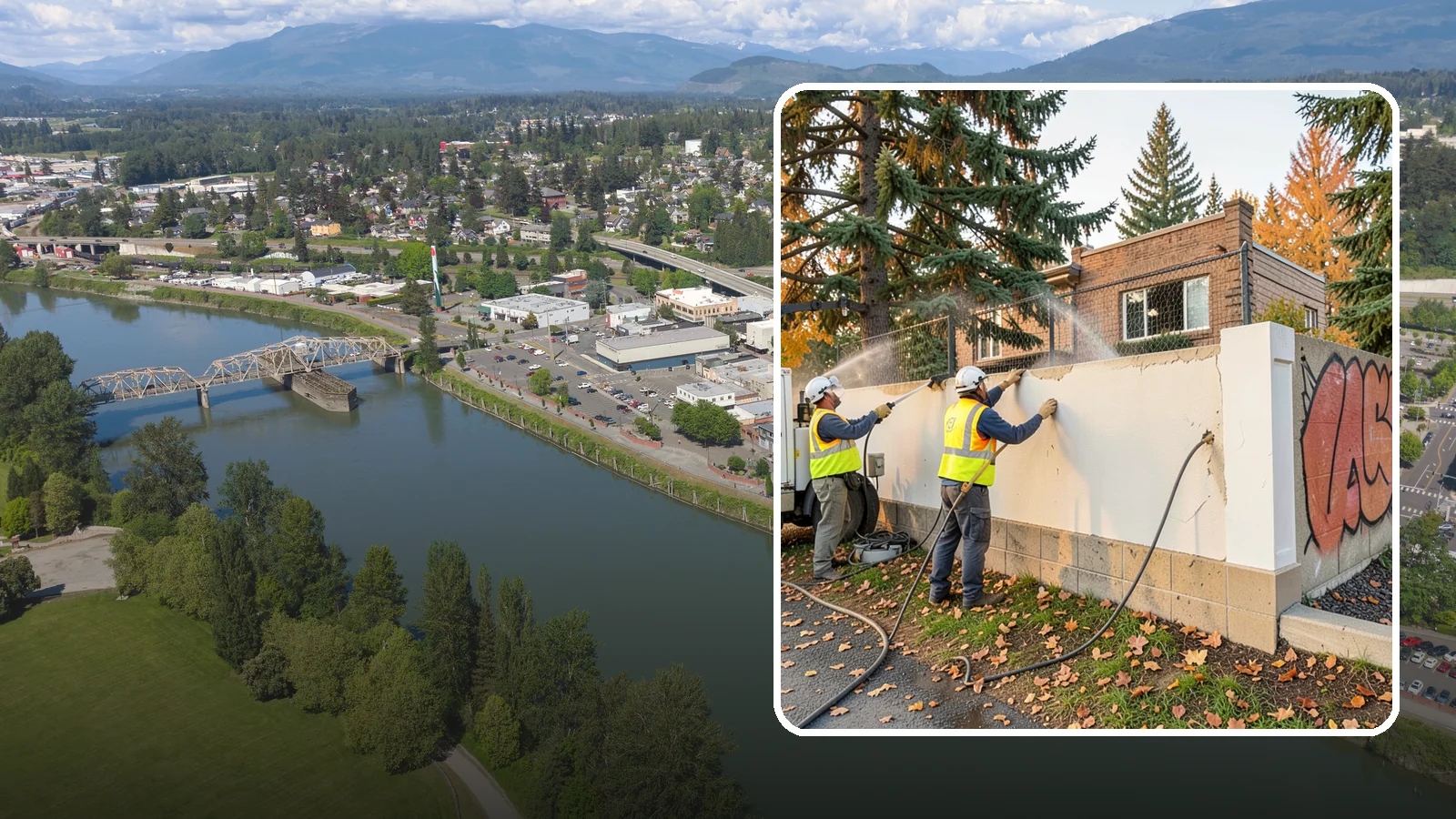 Municipal Graffiti Removal in Mount Vernon, Skagit County, WA - We remove graffiti from public surfaces quickly using pressure, chemical, and coating methods for Western Washington...