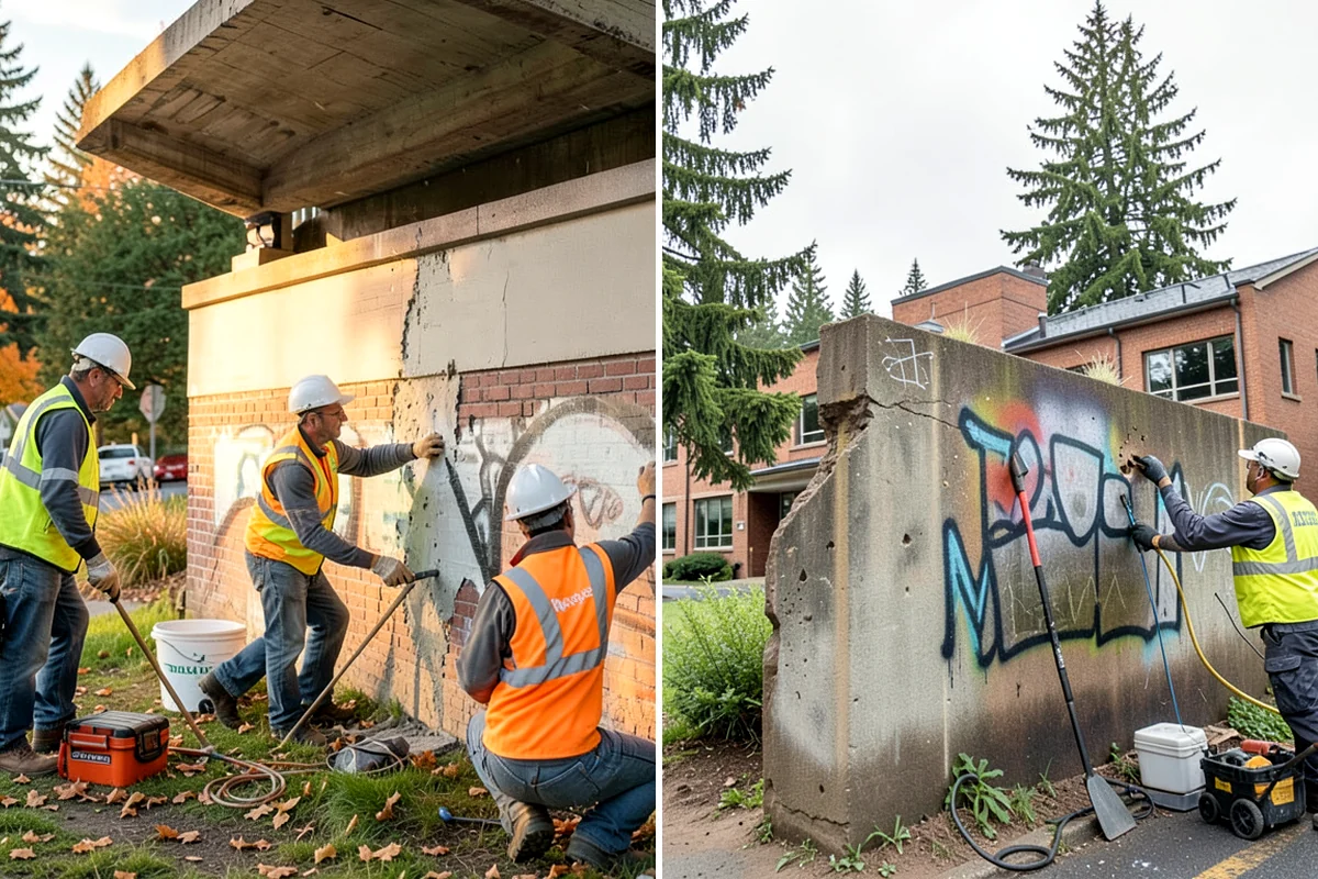 Municipal Graffiti Removal in Normandy Park, King County, WA - A report or route identifies tagged surfaces for removal