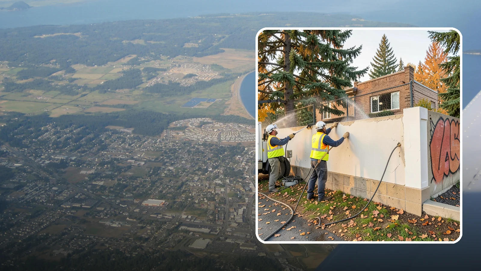 Municipal Graffiti Removal in Oak Harbor, Island County, WA - We remove graffiti from public surfaces quickly using pressure, chemical, and coating methods for Western Washington...