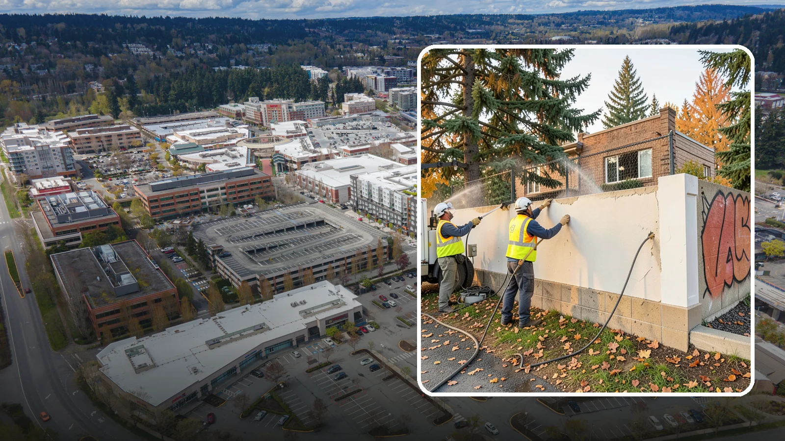 Municipal Graffiti Removal in Redmond, King County, WA - We remove graffiti from public surfaces quickly using pressure, chemical, and coating methods for Western Washington...