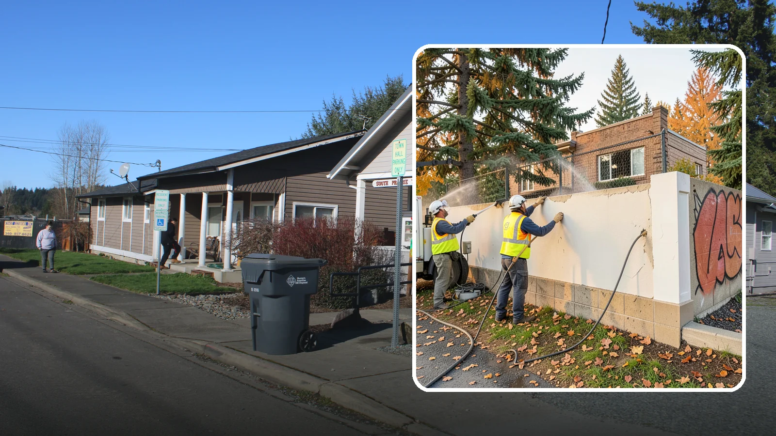 Municipal Graffiti Removal in South Prairie, Pierce County, WA - We remove graffiti from public surfaces quickly using pressure, chemical, and coating methods for Western Washington...