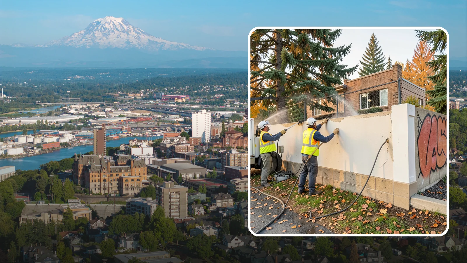 Municipal Graffiti Removal in Tacoma, Pierce County, WA - We remove graffiti from public surfaces quickly using pressure, chemical, and coating methods for Western Washington...