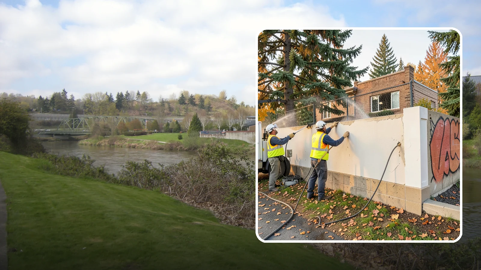 Municipal Graffiti Removal in Tukwila, King County, WA - We remove graffiti from public surfaces quickly using pressure, chemical, and coating methods for Western Washington...