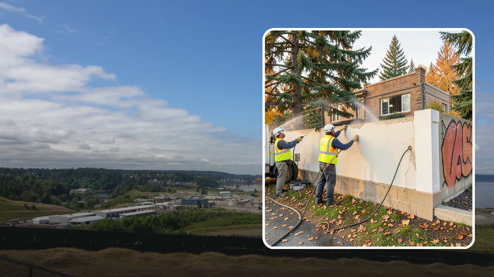 Municipal Graffiti Removal in University Place, Pierce County, WA - We remove graffiti from public surfaces quickly using pressure, chemical, and coating methods for Western Washington...