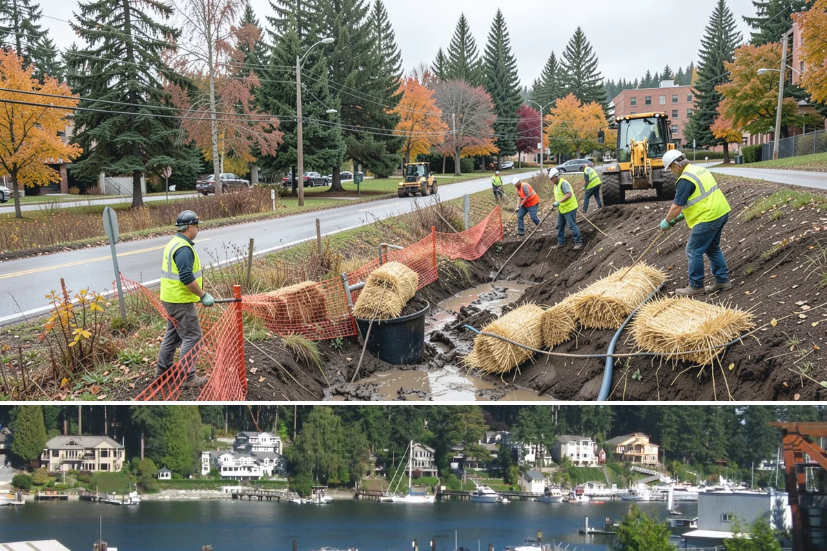 Municipal Gutter Installation in Gig Harbor, Pierce County, WA - Installation ahead of the fall rainy season ensures systems are ready for peak Northwest precipitation.