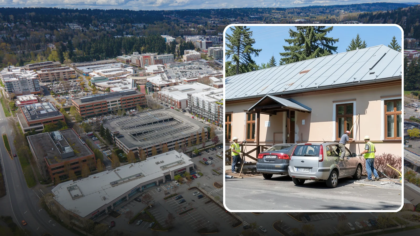 Municipal Gutter Installation in Redmond, King County, WA - Install and upgrade gutters and downspouts that move heavy Northwest rainfall away from public building foundations.