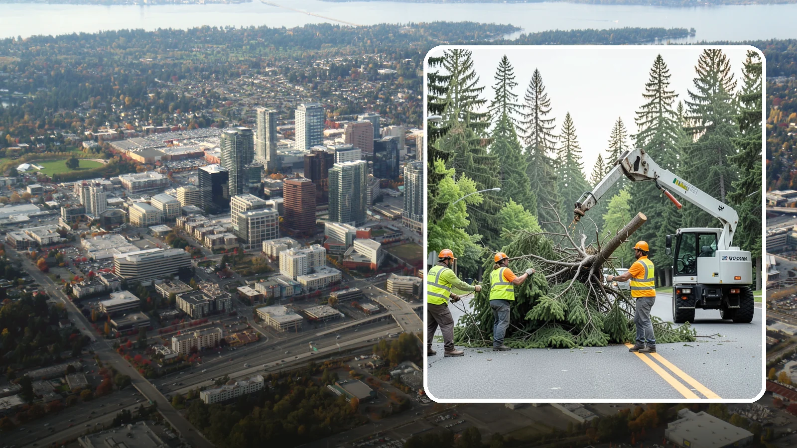 Municipal Hazard Tree Removal in Bellevue, King County, WA - We identify and remove high-risk public trees threatening infrastructure, roadways, and pedestrians under arborist-documented...