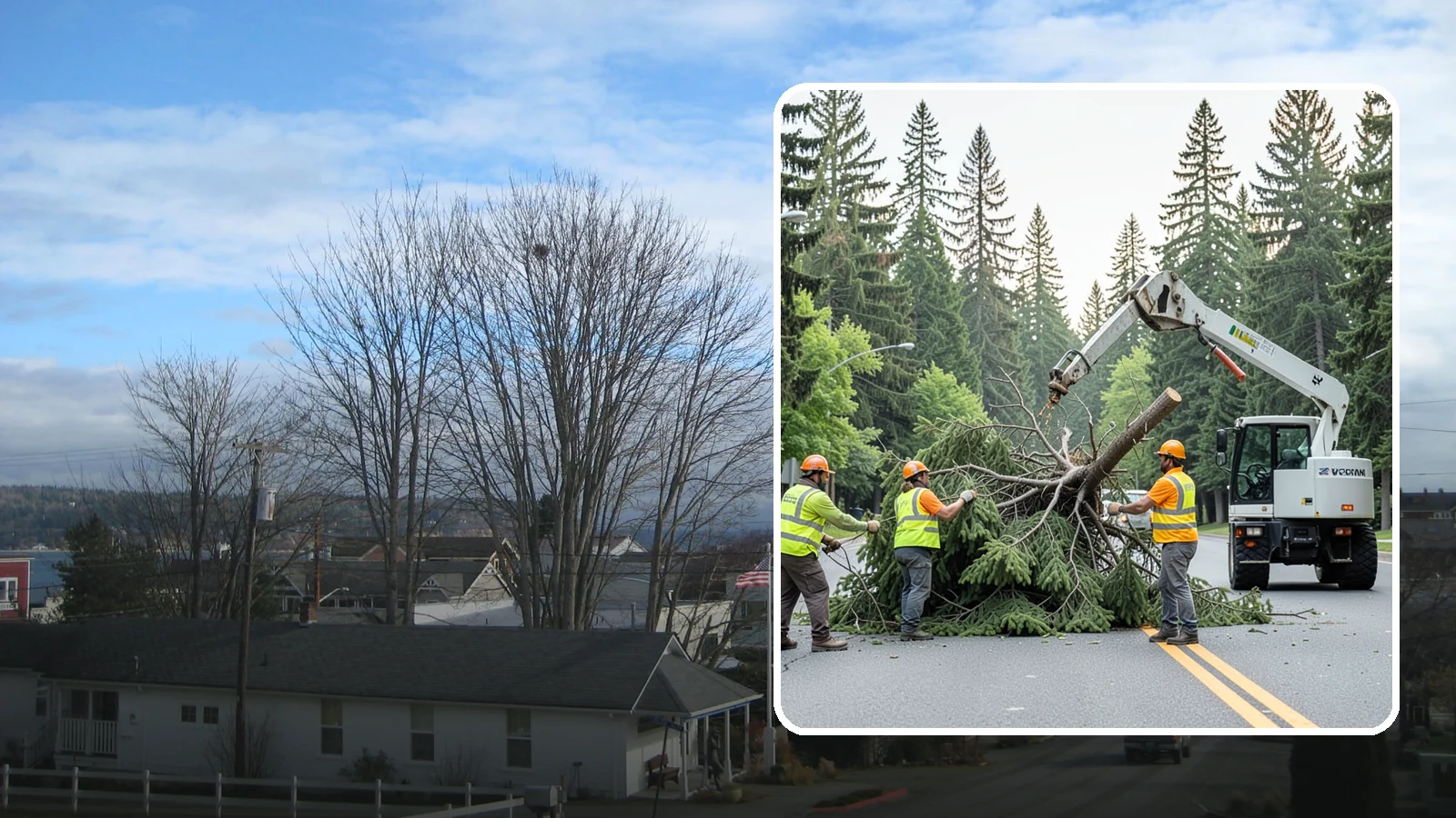 Municipal Hazard Tree Removal in Langley, Island County, WA - We identify and remove high-risk public trees threatening infrastructure, roadways, and pedestrians under arborist-documented...