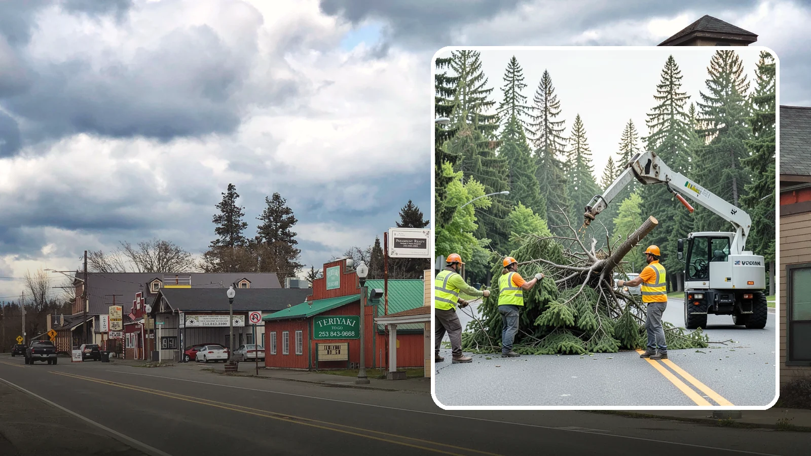 Municipal Hazard Tree Removal in Roy, Pierce County, WA - We identify and remove high-risk public trees threatening infrastructure, roadways, and pedestrians under arborist-documented...