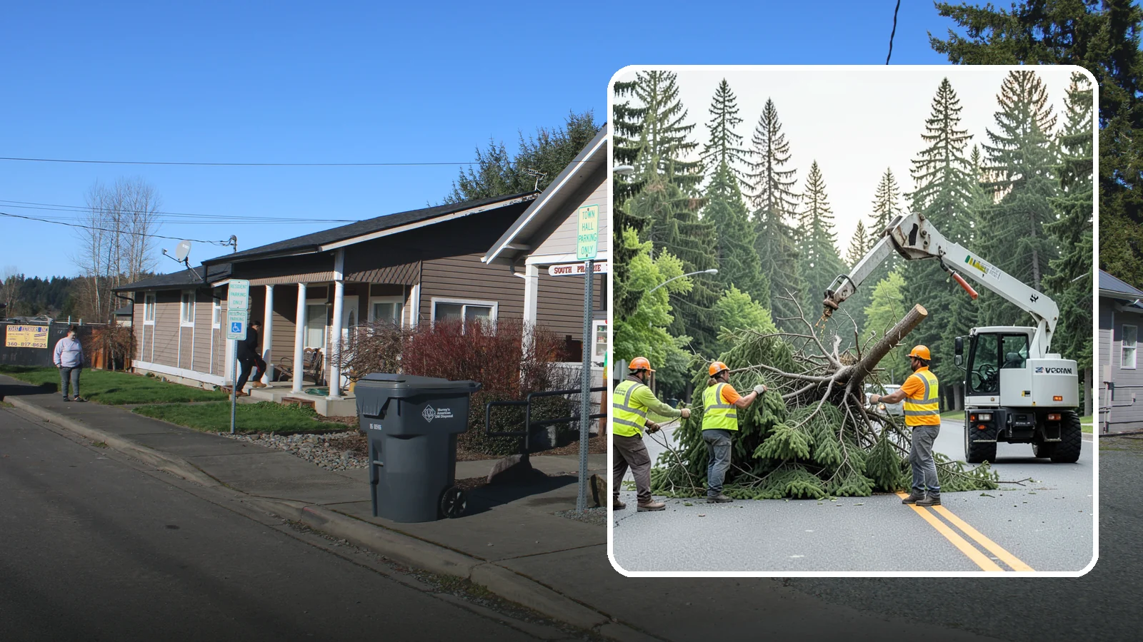 Municipal Hazard Tree Removal in South Prairie, Pierce County, WA - We identify and remove high-risk public trees threatening infrastructure, roadways, and pedestrians under arborist-documented...