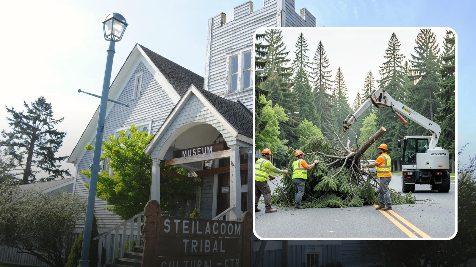 Municipal Hazard Tree Removal in Steilacoom, Pierce County, WA - We identify and remove high-risk public trees threatening infrastructure, roadways, and pedestrians under arborist-documented...